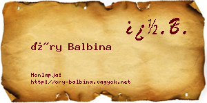 Őry Balbina névjegykártya